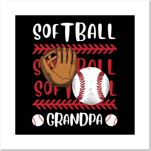 My Favorite Softball Player Calls Me Grandpa Gift for Softball Grandpa Grandfather Posters and Art